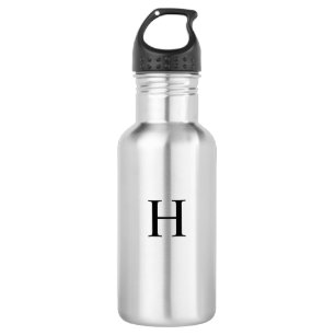 Zwart Klassiek Elegant Monogram Waterfles