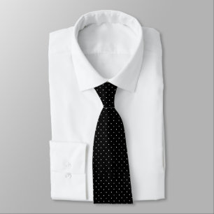 Zwart Klassiek Micro Wit Stippen Patroon Stropdas