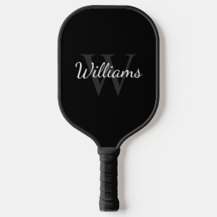 Zwart Klassiek, persoonlijk monogram en naam Pickleball Paddle