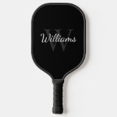 Zwart Klassiek, persoonlijk monogram en naam Pickleball Paddle (Achterkant)