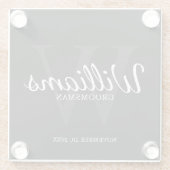 Zwart klassiek script, speciaal gepersonaliseerde  glazen onderzetter (Achterkant)