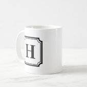 Zwart Klassieke Grenzen Gepersonaliseerd Monogram Koffiemok (Voorkant links)