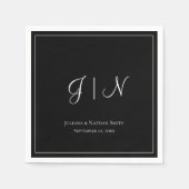 Zwart Klassieke Simple Moderne Initialen Monogram Servet (Voorkant)
