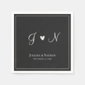 Zwart Klassieke Simple Moderne Initialen Monogram  Servet (Voorkant)