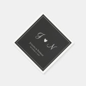 Zwart Klassieke Simple Moderne Initialen Monogram  Servet (Hoek)