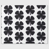 Zwart Klaver glanzend inpakpapier groot (Vlak)