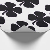 Zwart Klaver glanzend inpakpapier groot (Hoek)