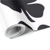 Zwart Klaver glanzend inpakpapier groot (Rol Hoek)