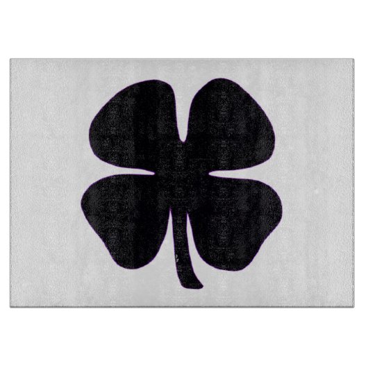 Zwart Klaver glas snijplank (Voorkant)