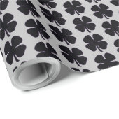 Zwart Klaver grijs mat inpakpapier klein (Rol Hoek)