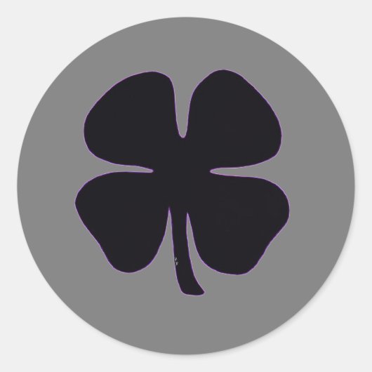 Zwart Klaver grijs ronde grote stickers (Voorkant)