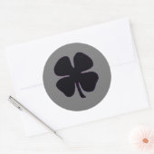 Zwart Klaver grijs ronde grote stickers (Envelop)