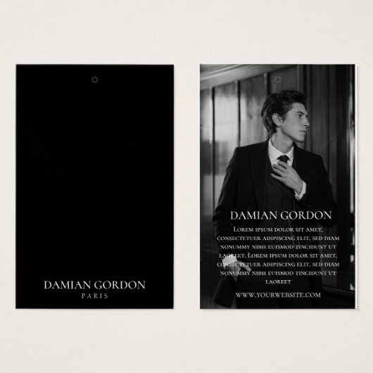 Zwart kledingmerk met foto Hang Labels Visitekaartje (Voorkant /achterkant)