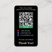 Zwart Klein Bedrijf Google Review Link Sjabloon Visitekaartje (Achterkant)