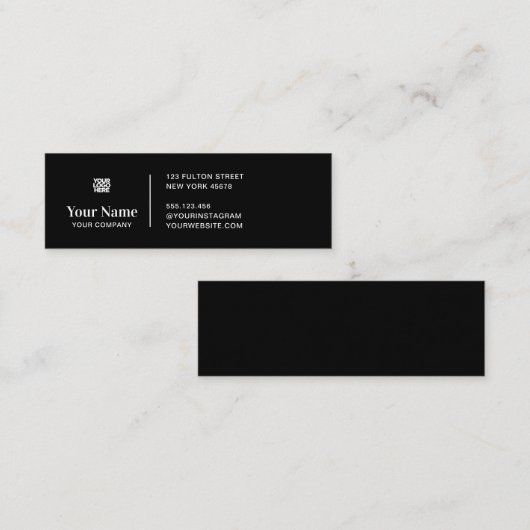Zwart klein bedrijf logo eenvoudig modern minimali mini visitekaartje (Voorkant / Achterkant)