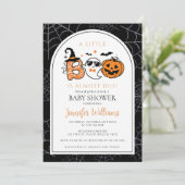 Zwart klein boe bijna te wijten schattig spook bab kaart (Staand voorkant)