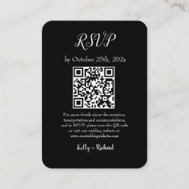 Zwart Klein Verticaal Huwelijk RSVP QR Code Informatiekaartje