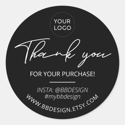 Zwart | Kleine bedrijven Hartelijk dank voor de st Ronde Sticker (Voorkant)