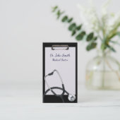 Zwart klembord met medische stethoscoop visitekaartje (Staand voorkant)