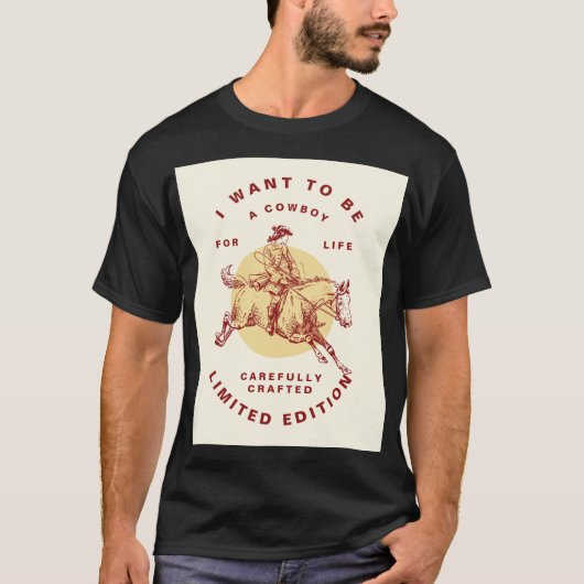 Zwart Kleur Custom Cowboy T-shirt (Voorkant)