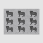 Zwart Kleur Pug Mops Hondenras Patroon op grijs Tissuepapier (Voorkant)
