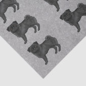 Zwart Kleur Pug Mops Hondenras Patroon op grijs Tissuepapier (Detail)