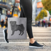 Zwart Kleur Schattige Pug Mops Cartoon Dog Ras Gri Tote Bag