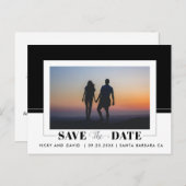 Zwart kleurenblok bruiloft opslaan Datum foto Briefkaart (Voorkant / Achterkant)