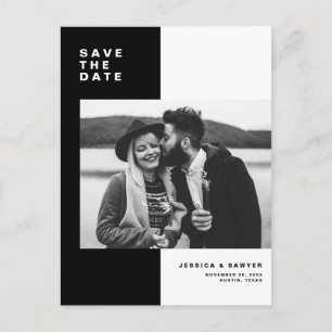 Zwart kleurenblok Moderne Foto opslaan Datum Aankondigingskaart