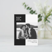 Zwart kleurenblok Moderne Foto opslaan Datum Aankondigingskaart (Staand voorkant)