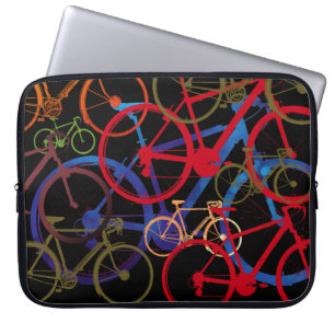 Zwart kleurenfietsen laptop sleeve