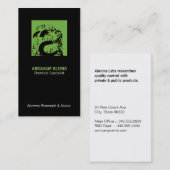 Zwart kleurenvierkant monogram (groen) achtergrond visitekaartje (Voorkant / Achterkant)