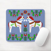 Zwart/kleurig Folk Dala paard/Folk Andalusiaans Muismat (Met muis)