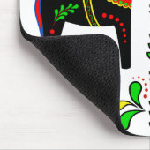 Zwart/kleurig Folk Dala paard/Folk Friesian Muismat (Hoek)