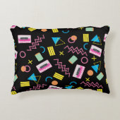 Zwart kleurrijk 80-inch Retropatroon Accent Kussen (Voorkant)