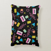 Zwart kleurrijk 80-inch Retropatroon Accent Kussen (Achterkant (Verticaal))