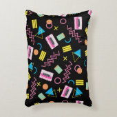 Zwart kleurrijk 80-inch Retropatroon Accent Kussen (Voorkant(Verticaal))