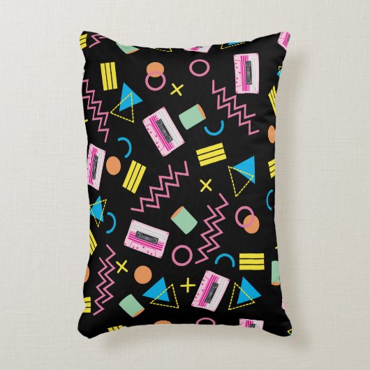 Zwart kleurrijk 80-inch Retropatroon Accent Kussen (Voorkant(Verticaal))