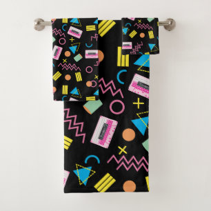 Zwart kleurrijk 80-inch Retropatroon Bad Handdoek