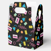 Zwart kleurrijk 80-inch Retropatroon Bedankdoosjes (Geopend)