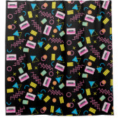 Zwart kleurrijk 80-inch Retropatroon Douchegordijn (Voorkant)