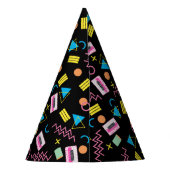 Zwart kleurrijk 80-inch Retropatroon Feesthoedjes (Achterkant)