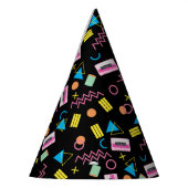 Zwart kleurrijk 80-inch Retropatroon Feesthoedjes (Links)