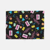 Zwart kleurrijk 80-inch Retropatroon Fleece Deken (Voorkant (Horizontaal))