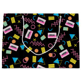 Zwart kleurrijk 80-inch Retropatroon Groot Cadeauzakje (Voorkant)