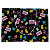 Zwart kleurrijk 80-inch Retropatroon Groot Cadeauzakje (Achterkant)