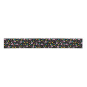 Zwart kleurrijk 80-inch Retropatroon Grosgrain Lint (Voorkant)