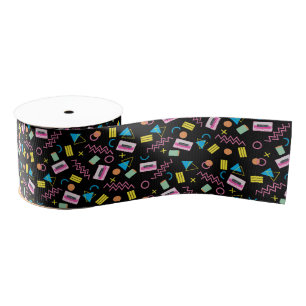 Zwart kleurrijk 80-inch Retropatroon Grosgrain Lint