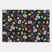 Zwart kleurrijk 80-inch Retropatroon Inpakpapier Vel (Voorkant 2)