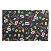 Zwart kleurrijk 80-inch Retropatroon Kussensloop (Achterkant-Links)